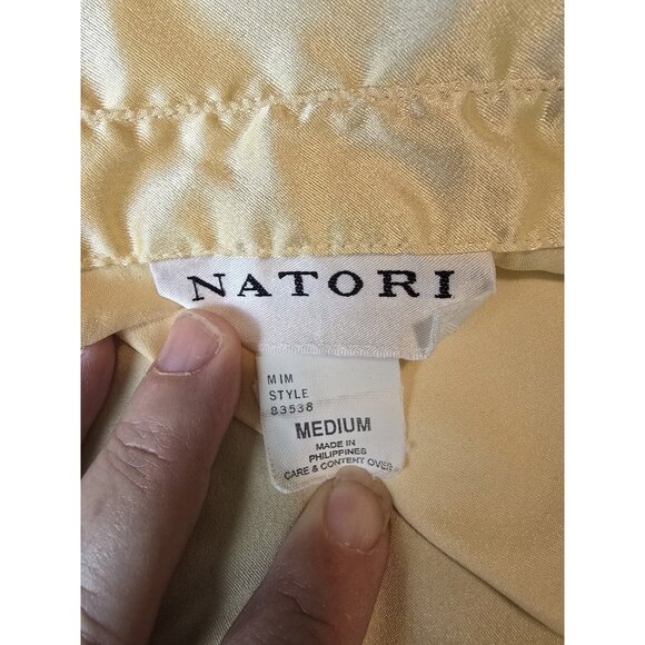 Natori Nightgown Tunic Top Medium M Vintage Pale Yellow Polyester Satin Chemise - Picture 4 of 8